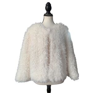 Tacera Women’s Cream Faux Fur Teddy Jacket